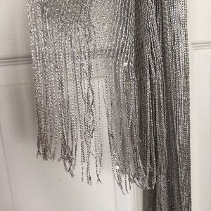 Gorgeous silver metallic & sequin mesh scarf